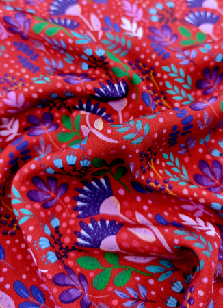 Viskose- Webware - in full bloom - by Emjo Design - rot