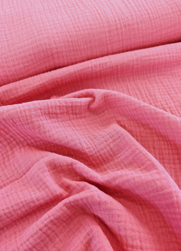 Musselin - Uni  - natur - bonbon-rosa - Hilco