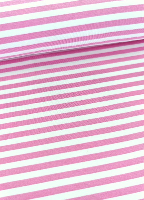 French Terry - Streifen - rosa - weiss - Bio - Lillestoff