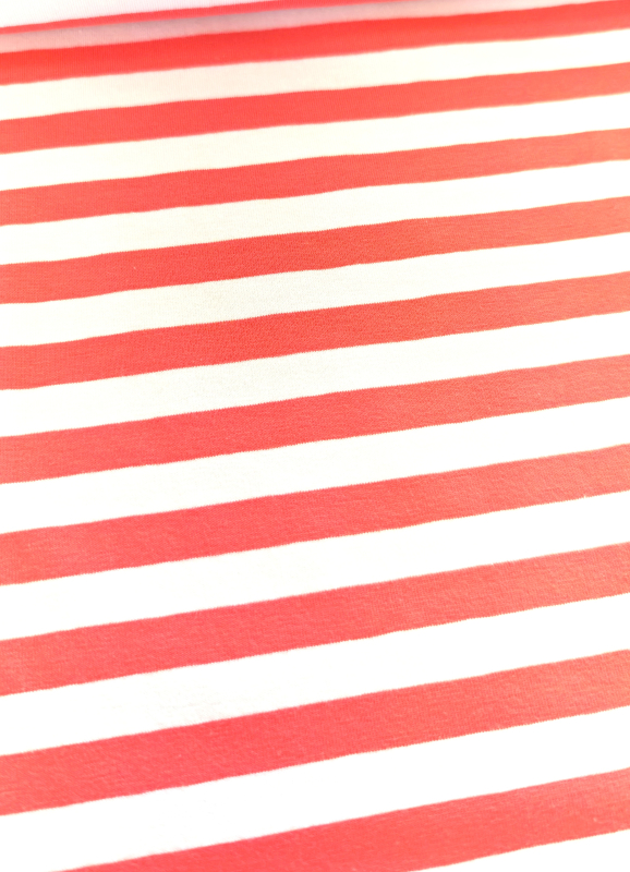 Streifen Jersey - koralle - weiss