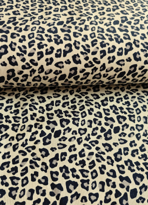 Rippjersey - Leo - creme - schwarz - grau
