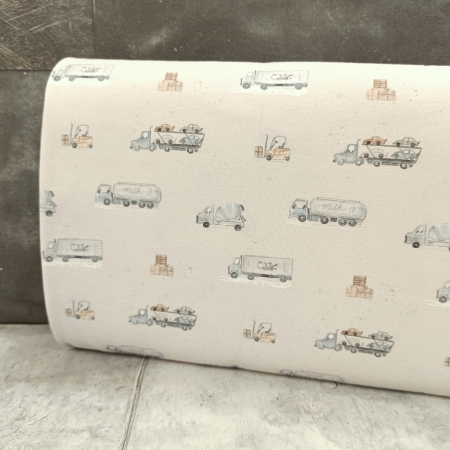 Jersey - Trucks  - creme -Christiane Zielinski -  by Family Fabrics