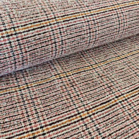 Bouclé Glencheck-Karo - wollweiss/rosenholz/bordeaux/orange