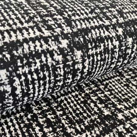 Bouclé Glencheck-Karo - wollweiss/schwarz