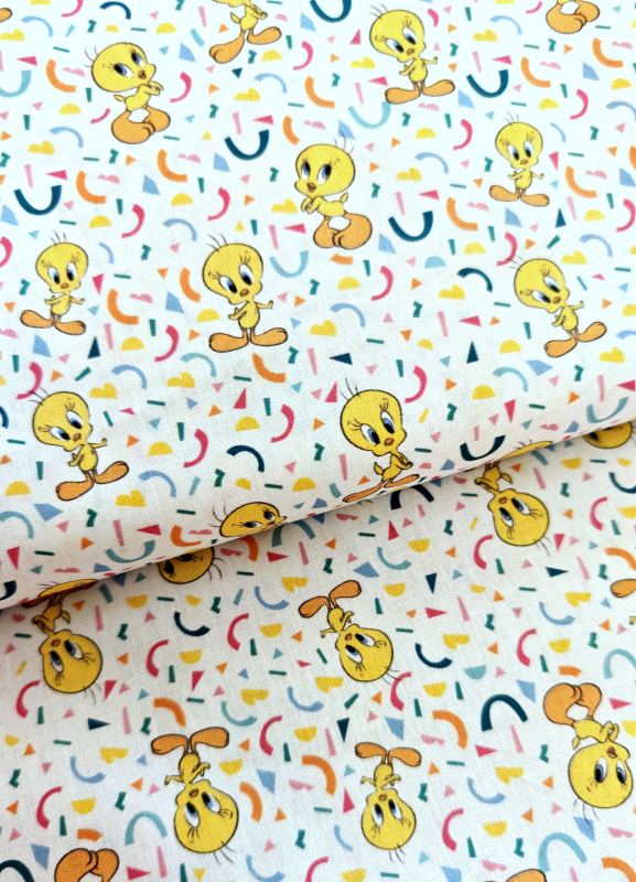 Baumwollstoff - Tweety - Comic - weiss