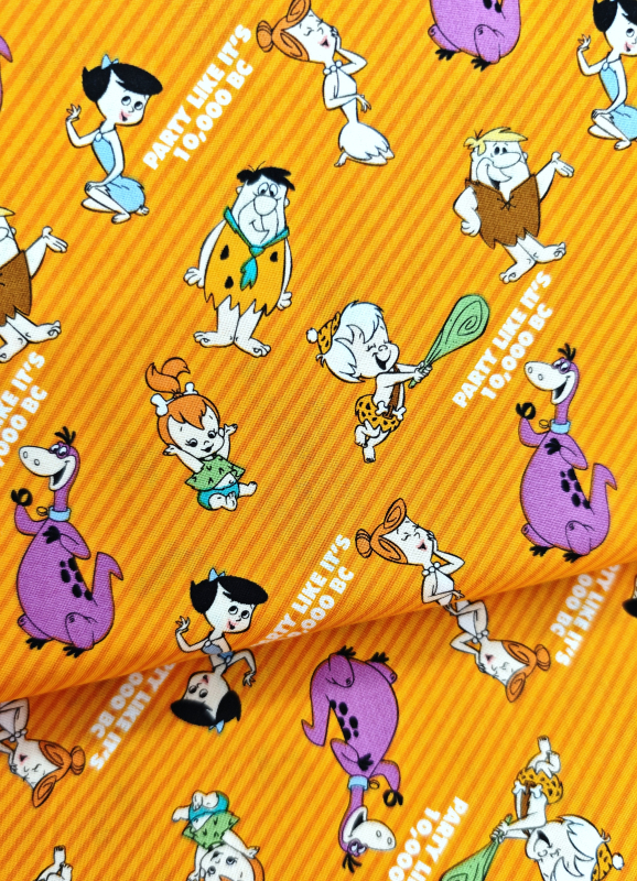 Baumwollstoff - Flintstones - gelb - Streifen