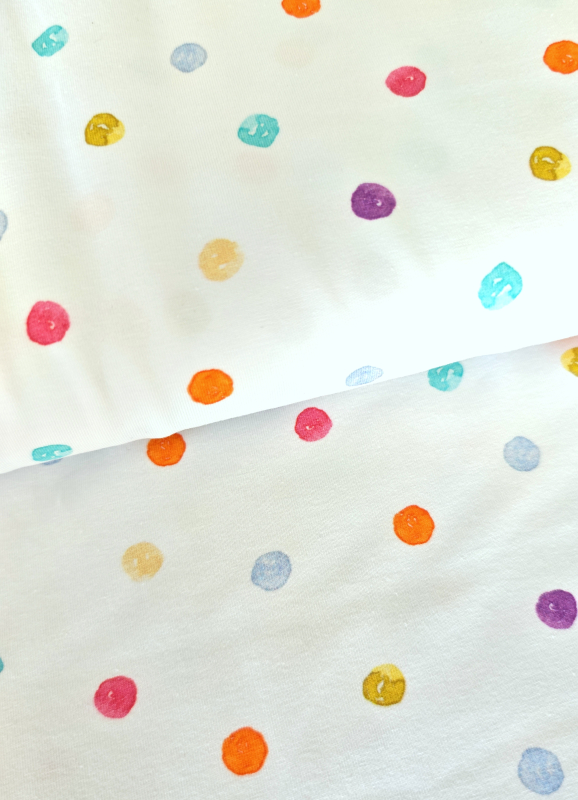 Jersey - Dots - weiss - bunt