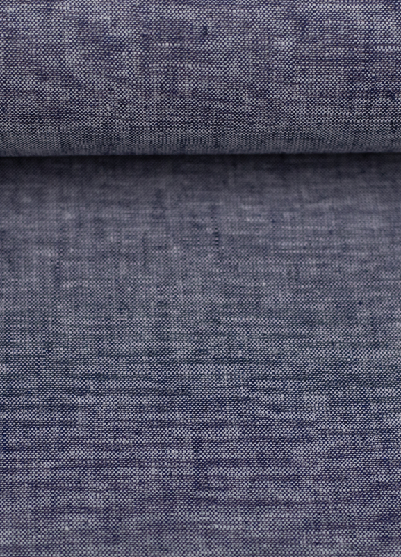 Baumwoll Leinen Stoff - Paul - leicht und luftig - dunkelblau melliert