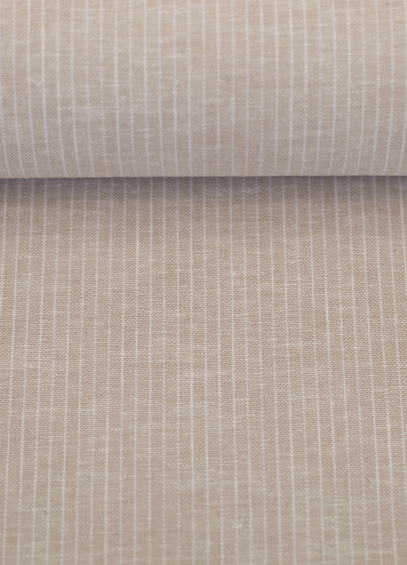 Baumwoll Leinen Stoff - Paul - leicht und luftig - Nadelstreifen - beige