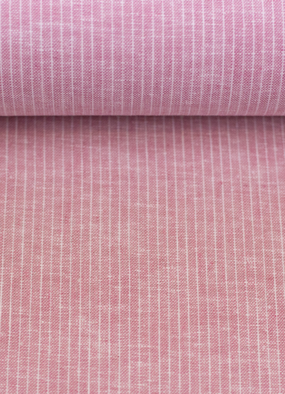 Baumwoll Leinen Stoff - Paul - leicht und luftig - Nadelstreifen - altrosa