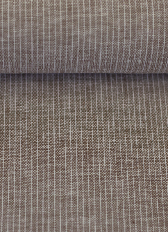 Baumwoll Leinen Stoff - Paul - leicht und luftig - Nadelstreifen - schlamm