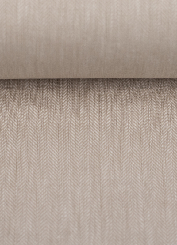 Baumwoll Leinen Stoff - Paul - leicht und luftig - Fischgrät - beige