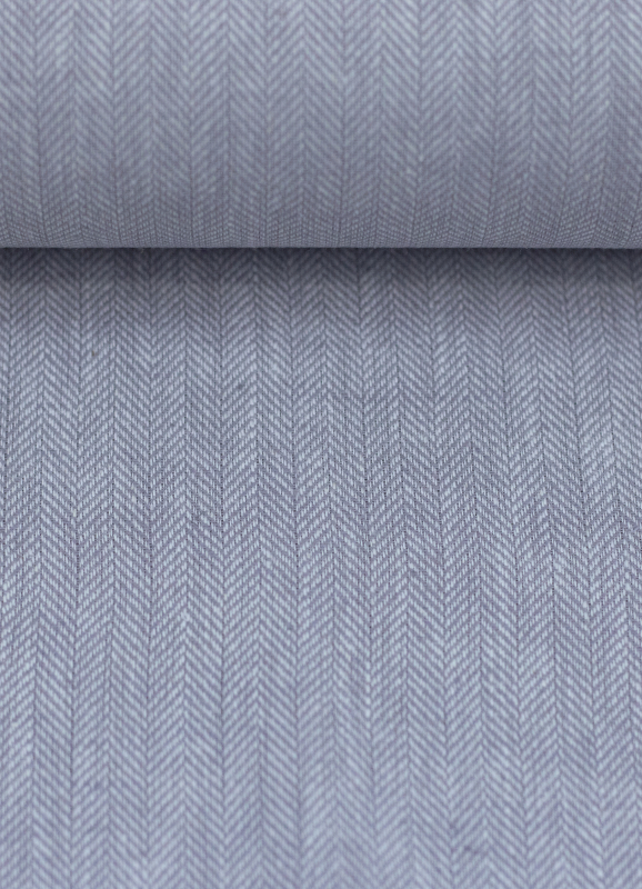 Baumwoll Leinen Stoff - Paul - leicht und luftig - Fischgrät - grau