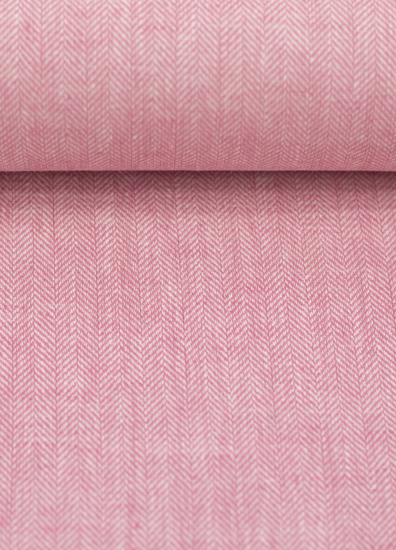 Baumwoll Leinen Stoff - Paul - leicht und luftig - Fischgrät - altrosa