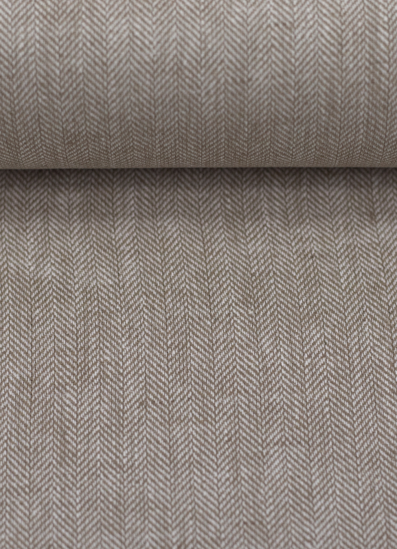 Baumwoll Leinen Stoff - Paul - leicht und luftig - Fischgrät - oliv