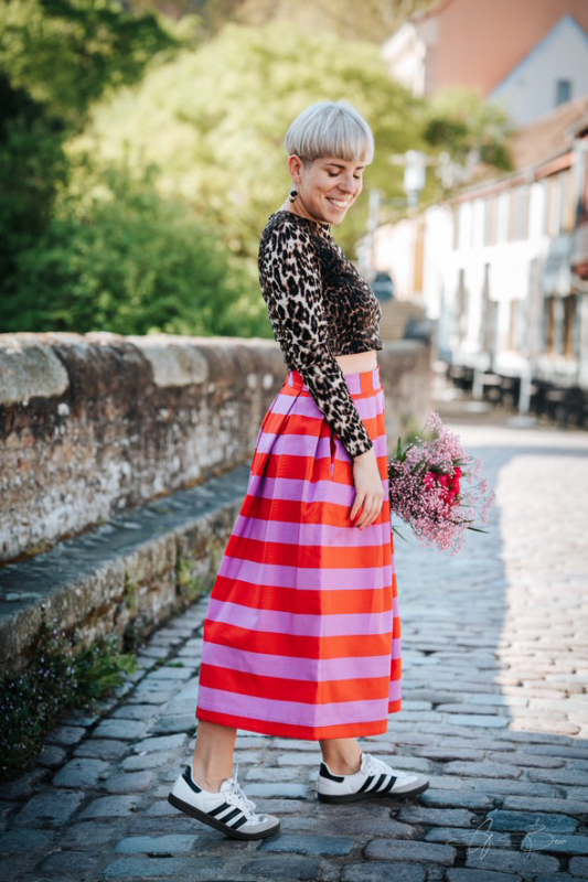 Canvas - Blockstreifen - rosa - rot - Taschenstoff - Kissenstoff