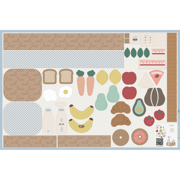 Panel - Marktstand - Obst - Gemüse - DIY - Baumwolle - Popeline