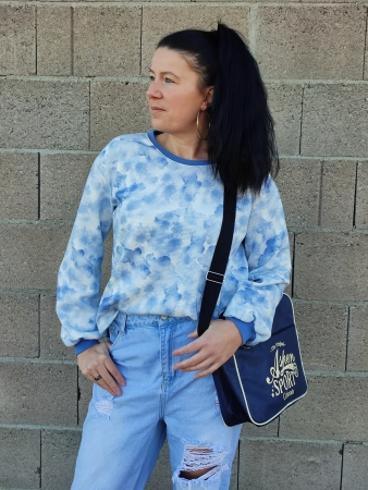 Waffeljersey - Maja - Batik - blau