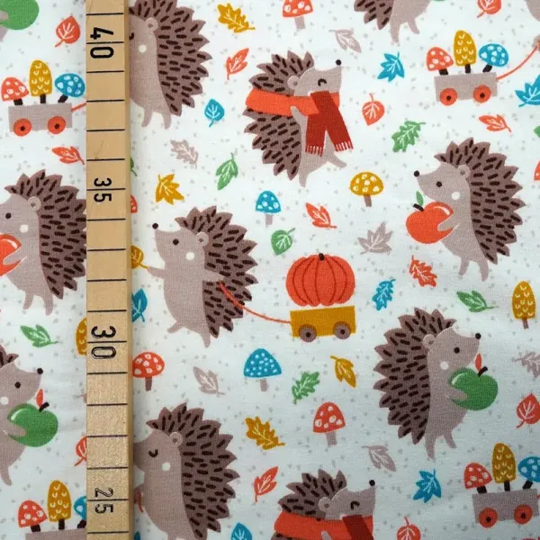 Bio Jersey - Igel Pucky  - Herbststoff - Kinderstoff