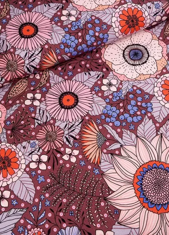 Bio Jersey - Blumen braun - Design Susalabim