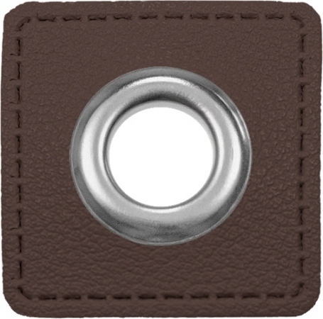 Ösen Patches für Kordeln - Lederimitat - 10 mm - dunkelbraun