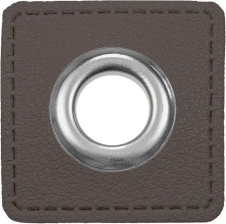 Ösen Patches für Kordeln - Lederimitat - 10 mm - dunkelgrau
