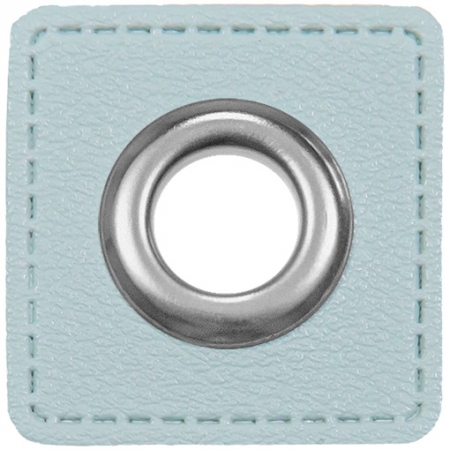 Ösen Patches für Kordeln - Lederimitat - 10 mm - eisblau
