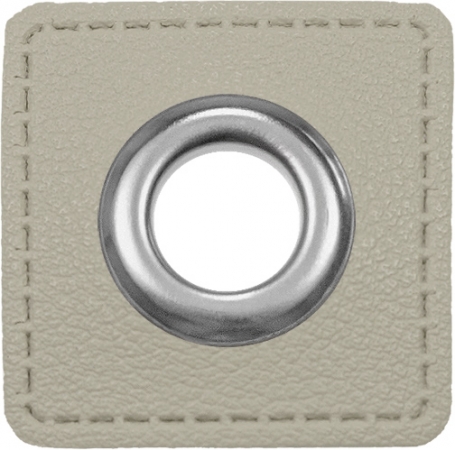 Ösen Patches für Kordeln - Lederimitat - 10 mm - hellgrau