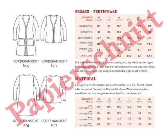 Studio Schnittreif - FRAU JACKY • Cardigan mit aufgesetzten Taschen, PAPIERSCHNITT