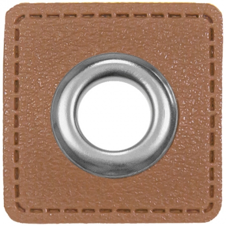 Ösen Patches für Kordeln - Lederimitat - 10 mm - mittelbraun