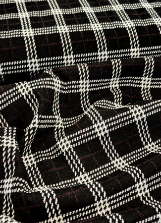Jacquardjersey - Strick - karo - schwarz - weiss
