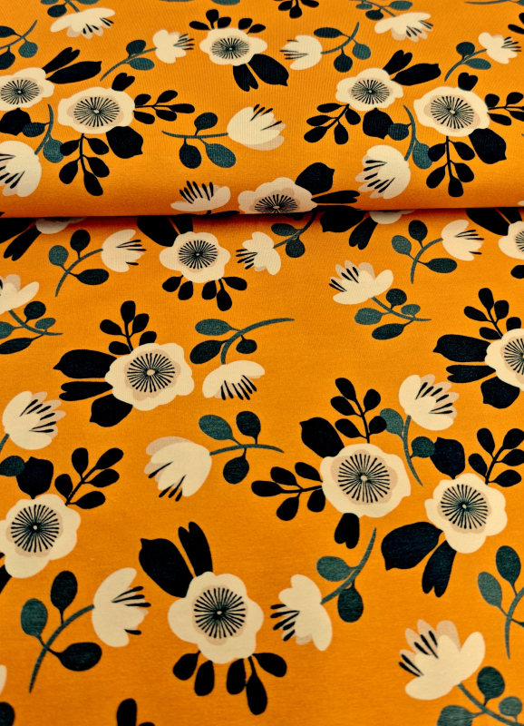 Jersey - Blumen orange - Lagersale
