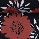 Viskose- Webware - Antonia - Blütenmeer - schwarz - rot hell