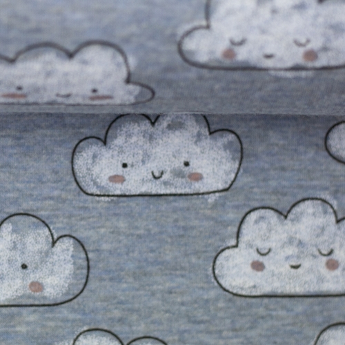 Alpenfleece - Wolken - blau - weiss