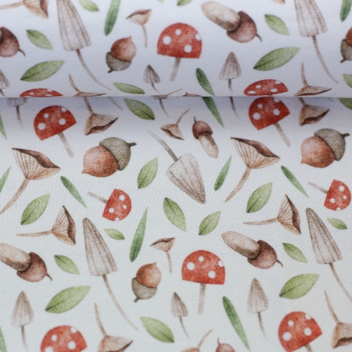 Jersey - Pilze - weiss - Jule