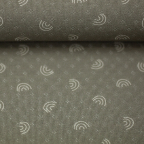 Lochstrickjersey - Alva - Regenbogen - grau