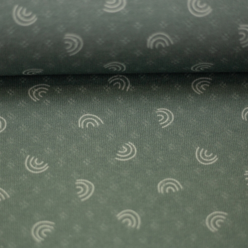 Lochstrickjersey - Alva - Regenbogen - smaragd