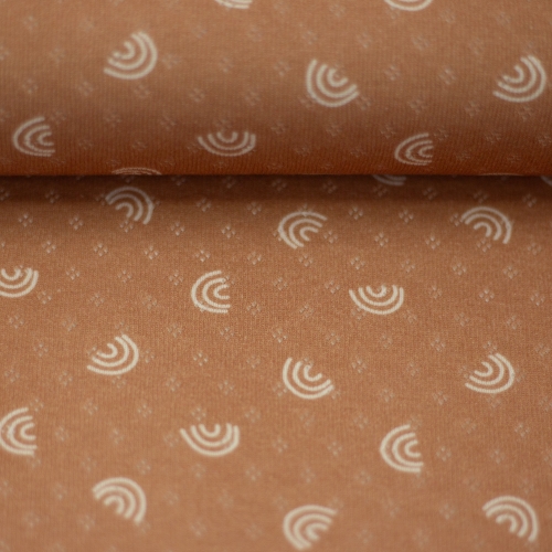 Lochstrickjersey - Alva - Regenbogen - apricot