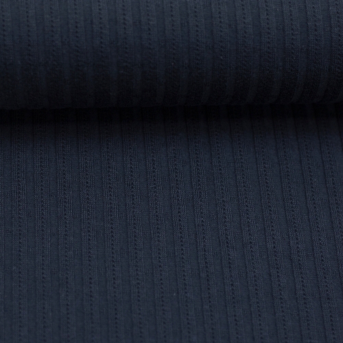 Strickjersey - Uni - dunkelblau - gerippt - Florenz