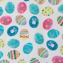 Baumwollstoff - Happy Easter - kleine Ostereier - weiss