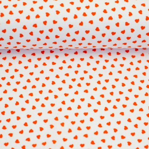 Baumwollstoff - Tim - kleine Herzen - rot - weiss