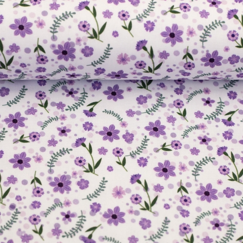 Baumwollstoff - mit kleinen Blümchen - lila