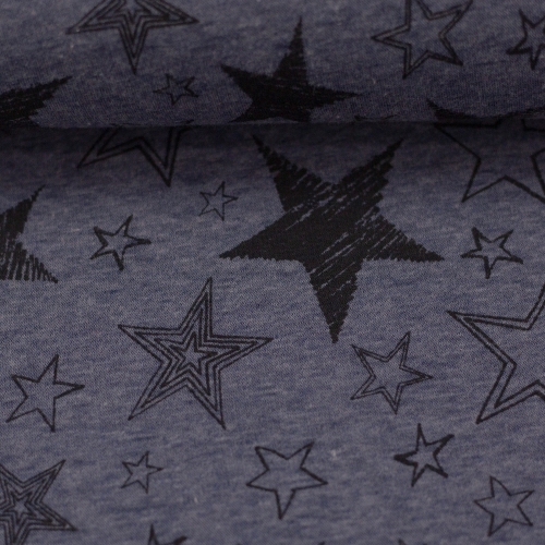 Alpenfleece -Stars - blau melliert