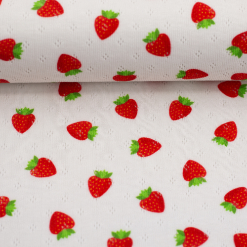 Lochstrickjersey - Alva -Erdbeeren