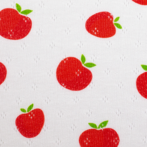 Lochstrickjersey - Alva - Äpfel - rot