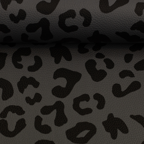 Kunstleder - Happy Leo - Cherry Picking - grau - schwarz
