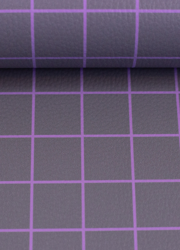 Kunstleder - Happy - Cherry Picking - karo - grau - flieder