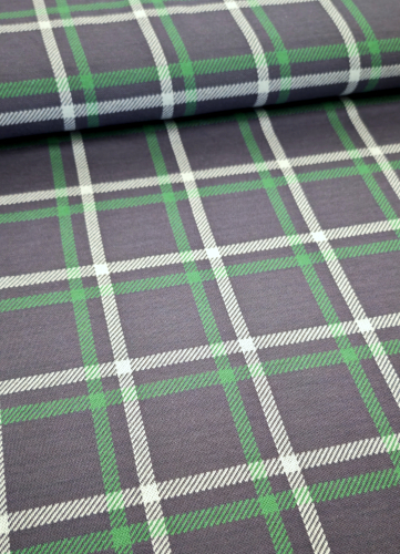 Jacquardjersey - karo - blau - grün