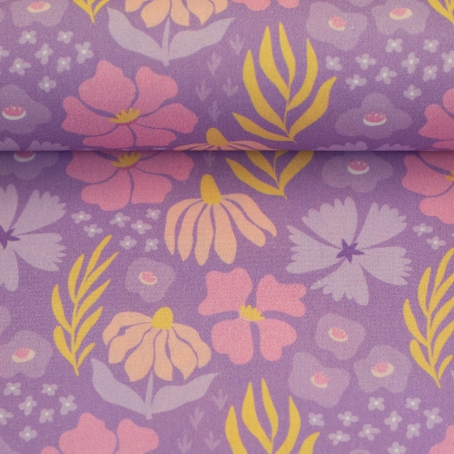 Baumwollstoff - Happy Spring - Blumen - flieder