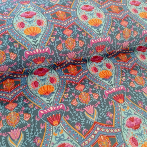 Dekostoff - Samtstoff - Boho Velvet - Muster - petrol